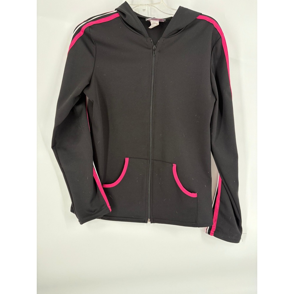 Fame 4 Fifteen Black Pink White‎ Stripe Zip Up Hoodie Jacket Women's Size M
